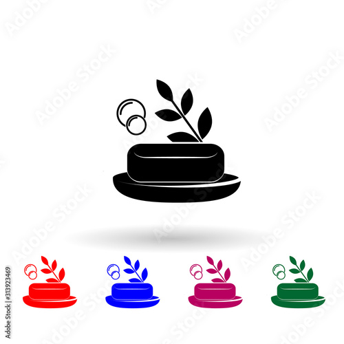 Eco spa soap multi color icon. Simple glyph, flat vector of spa icons for ui and ux, website or mobile application