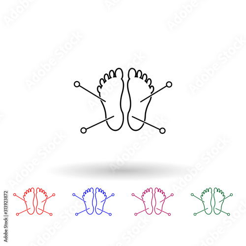 Acupuncture of the foot multi color icon. Simple glyph, flat vector of spa icons for ui and ux, website or mobile application