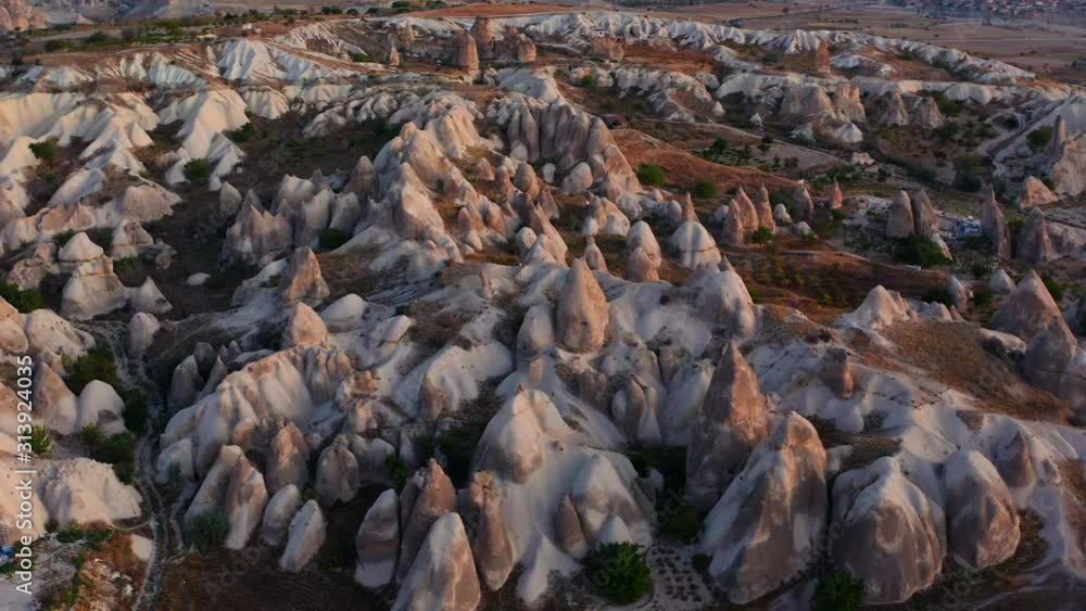 Aerial orbit shot over Fairy Chimneys in Cappadocia, Turkey Aerial orbit shot over Fairy Chimneys in Cappadocia, Turkey