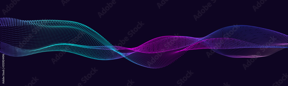 Fototapeta premium Music abstract background. Equalizer for music. Abstract digital wave of particles. Vector illustration