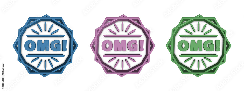 Obraz premium OMG! Symbols - 3D Illustrations - Isolated On White Background