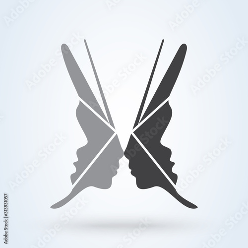 Woman's face in butterfly wings shape. Abstract design concept for beauty vector