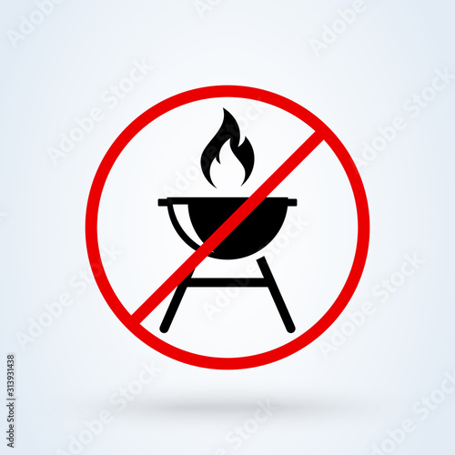 Roaster bbq forbidden, no. Simple vector modern icon design illustration.