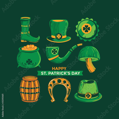 Set of St. Patrick's day symbols. vector premium vector illustration