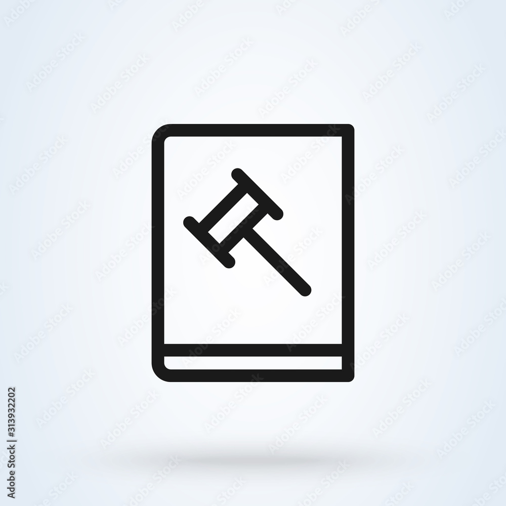 judge gavel book line. Simple modern icon design illustration judge gavel book line. Simple modern icon design illustration