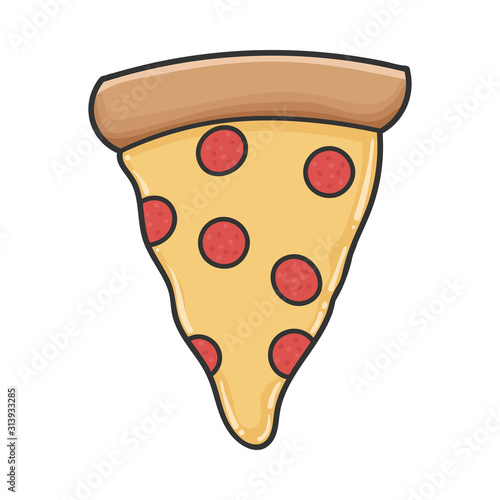 slice pepperoni pizza design icon illustration