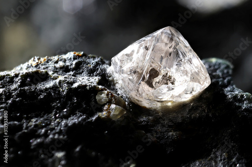 natural diamond nestled in kimberlite photo