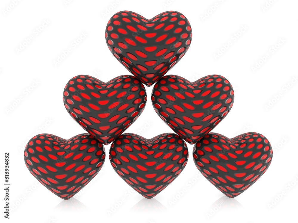 Pyramid of abstract hearts on a white background Pyramid of abstract hearts on a white background