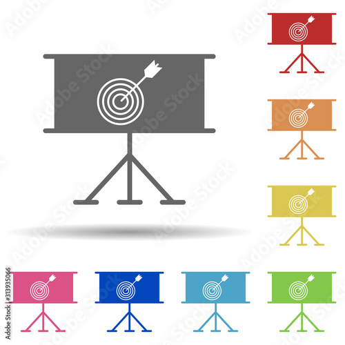 Board, target, arrow, contextual advertising in multi color style icon. Simple glyph, flat vector of business icons for ui and ux, website or mobile application