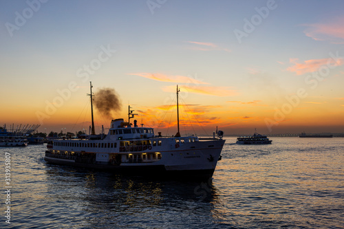 Kadikoy stock, steamer at sunset. October 13, 2017 Istanbul, Turkey © Tuba