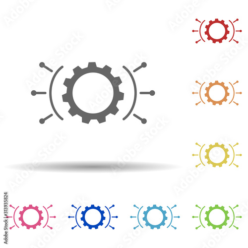 Gear, useful functions in multi color style icon. Simple glyph, flat vector of business icons for ui and ux, website or mobile application