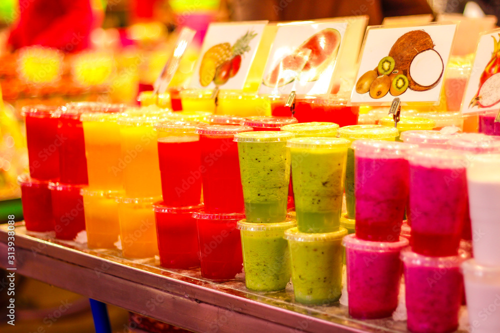 Barcelona, Catalonia / Spain »; March 2018: Colored ice cream at the La Boqueria market in Barcelona Barcelona, Catalonia / Spain »; March 2018: Colored ice cream at the La Boqueria market in Barcelona