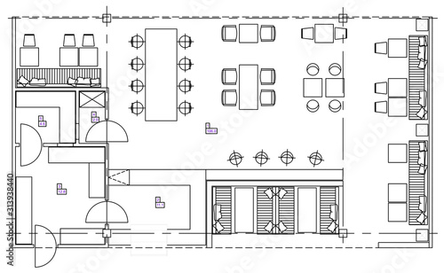 Standard furniture symbols used in architecture plans