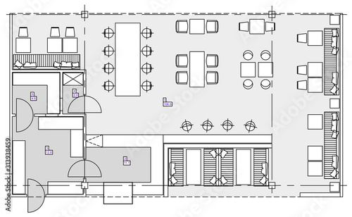 Standard furniture symbols used in architecture plans
