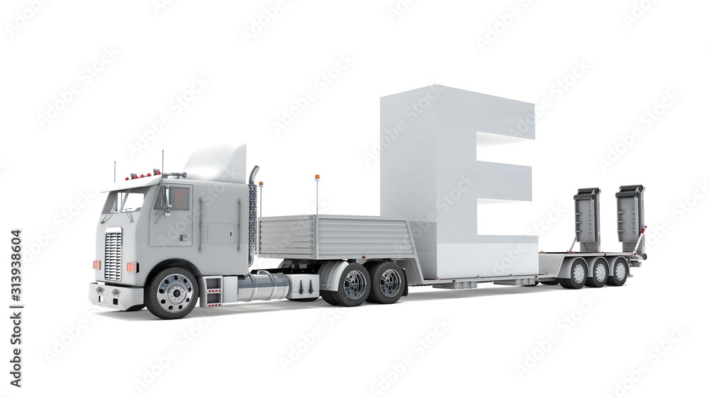 3D illustration of truck with letter E 3D illustration of truck with letter E