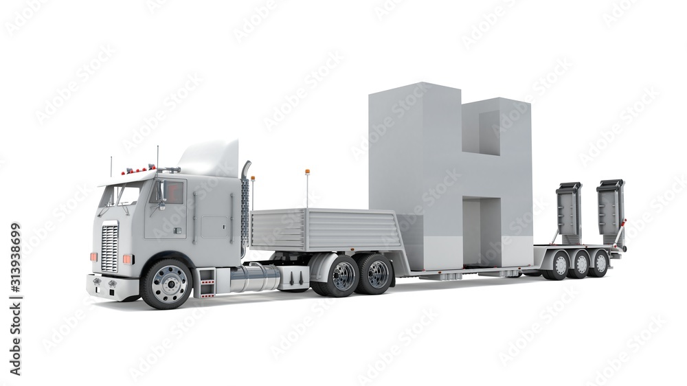 3D illustration of truck with letter H 3D illustration of truck with letter H