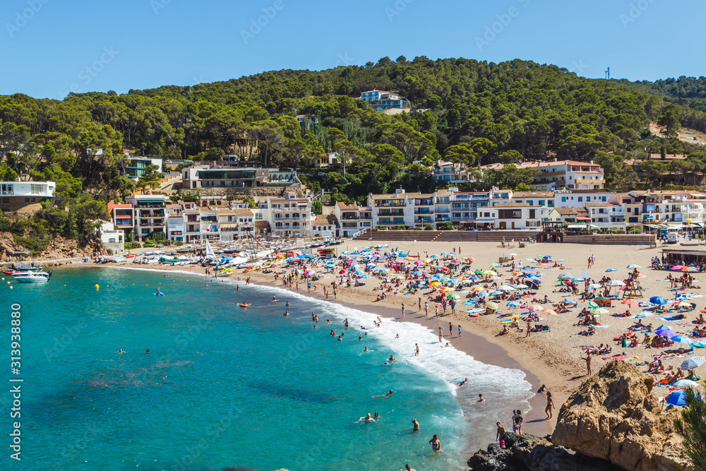 Sa Riera beach in summer. Spanish summer destination. Begur, Costa Brava, Catalonia, Spain