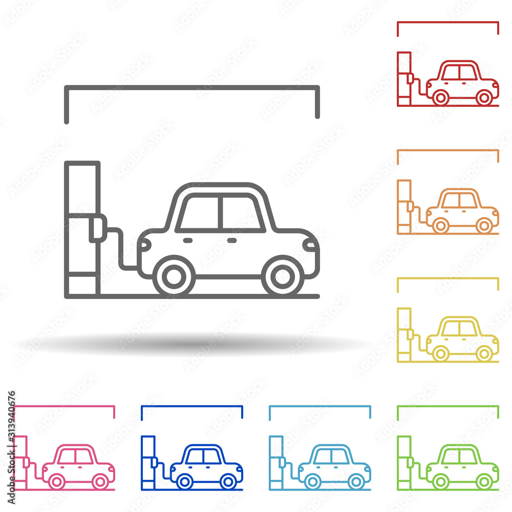 Car petrol in multi color style icon. Simple thin line, outline vector of car wash icons for ui and ux, website or mobile application Car petrol in multi color style icon. Simple thin line, outline vector of car wash icons for ui and ux, website or mobile application