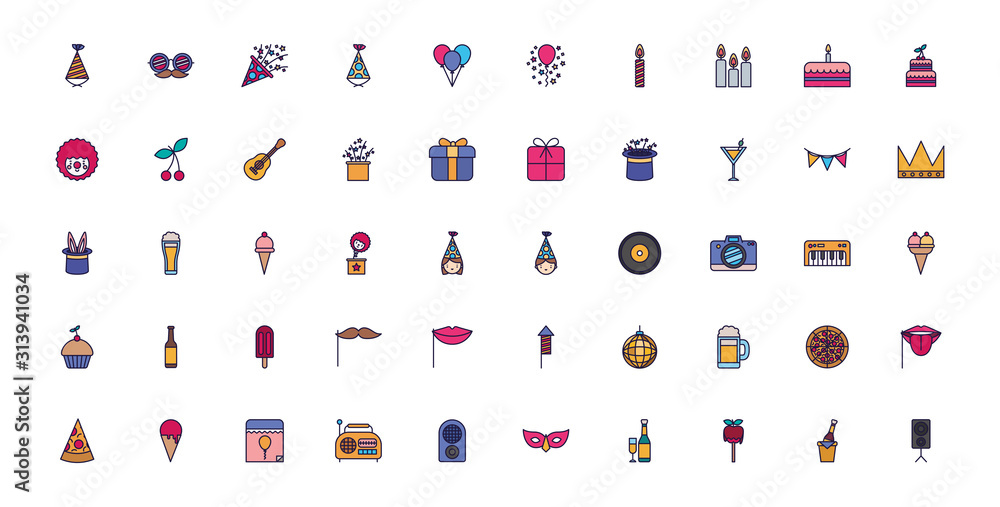 Isolated party icon set vector design Isolated party icon set vector design