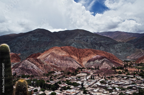 Panorama view of the town Purmamarca and the Seven Colors Hill in Jujuy, Argentina photo