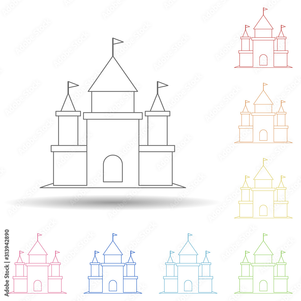 castle flat in multi color style icon. Simple thin line, outline vector of Summer icons for ui and ux, website or mobile application