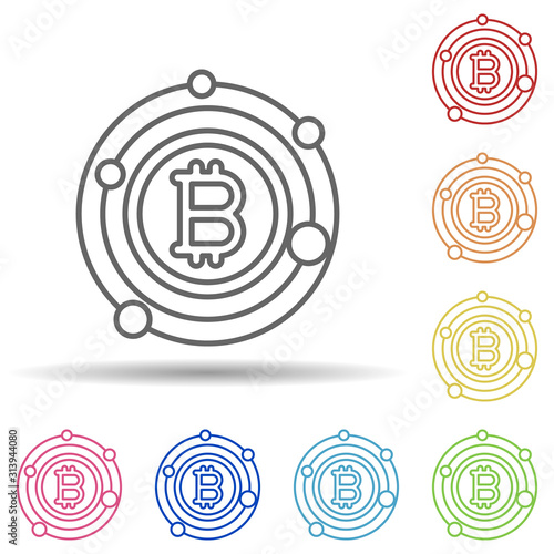 bitcoin, system multi color style icon. Simple thin line, outline vector of cryptocurrency icons for ui and ux, website or mobile application