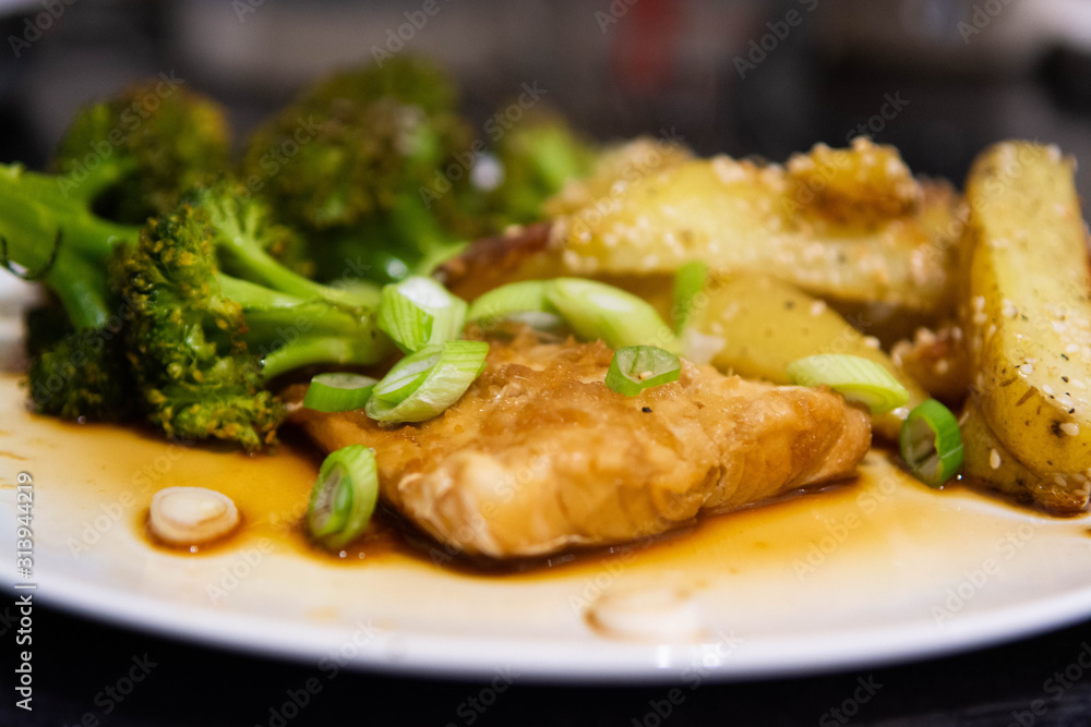 Healthy home cooked food. Fish, meat, vegetables and home cooking. Healthy home cooked food. Fish, meat, vegetables and home cooking.