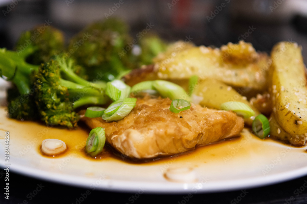 Healthy home cooked food. Fish, meat, vegetables and home cooking. Healthy home cooked food. Fish, meat, vegetables and home cooking.