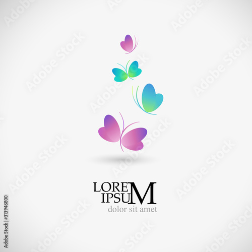 Butterflies from the hearts of the logo. Vector illustration