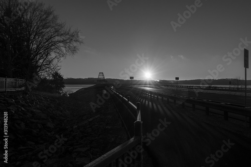 sunset on road