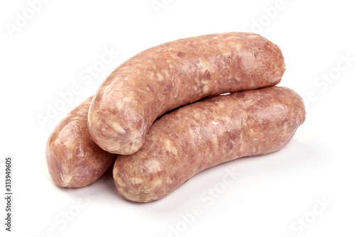 Italian sausages, Raw Salsiccia Sausages, isolated on white background