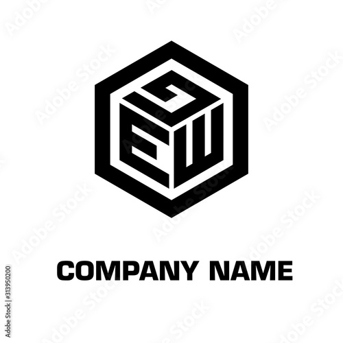 logo hexagon style initial letter for a company and industry