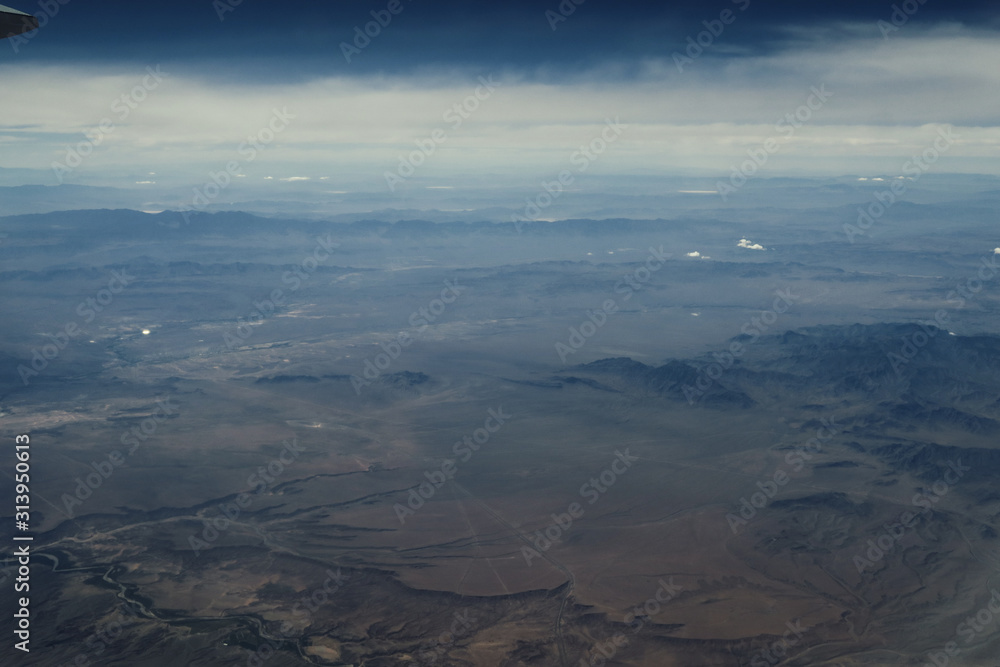 Desert panorama from the plain to California