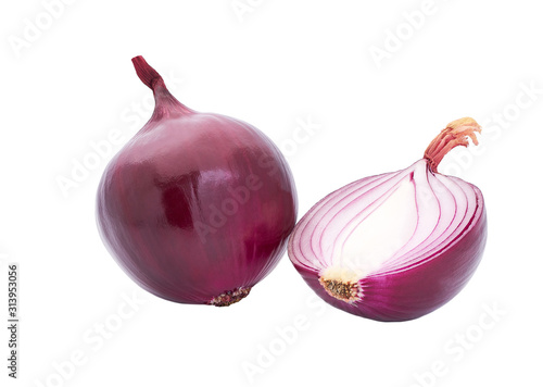 half fresh onion isolated on a white background
