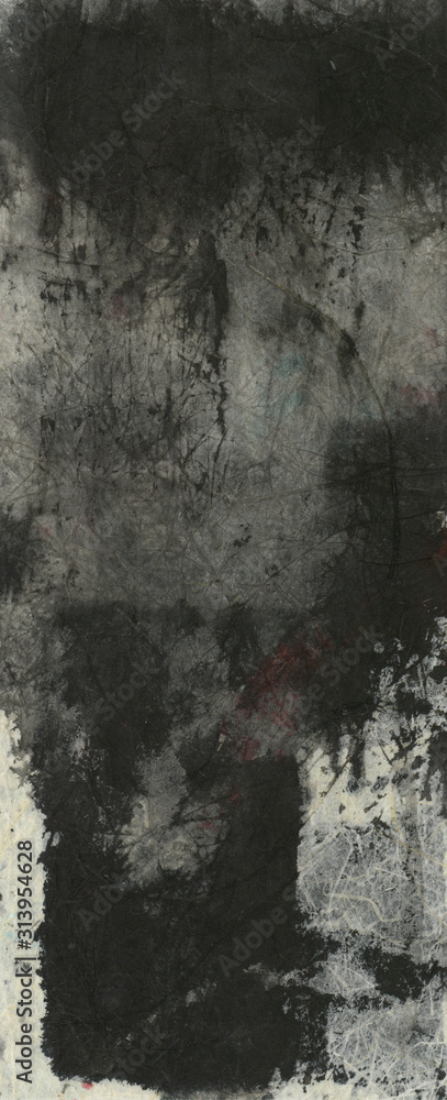 Grey abstract background painted on texture handmade asian paper. 