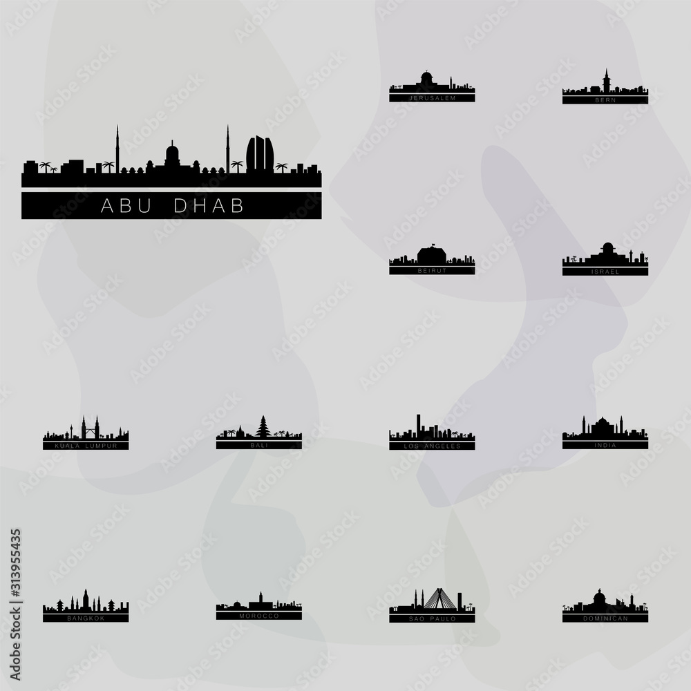 Abu Dhabi detailed skyline icon. Cities icons universal set for web and mobile