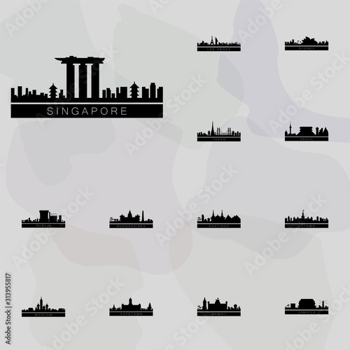 Singapore detailed skyline icon. Cities icons universal set for web and mobile