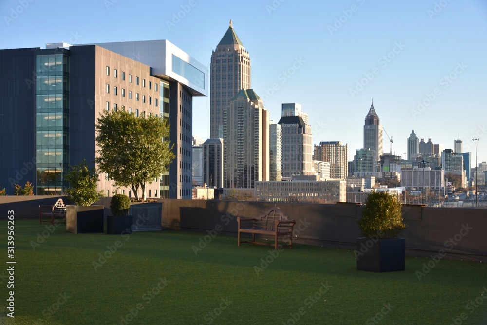 Rooftop view of Midtown and Downtown Atlanta