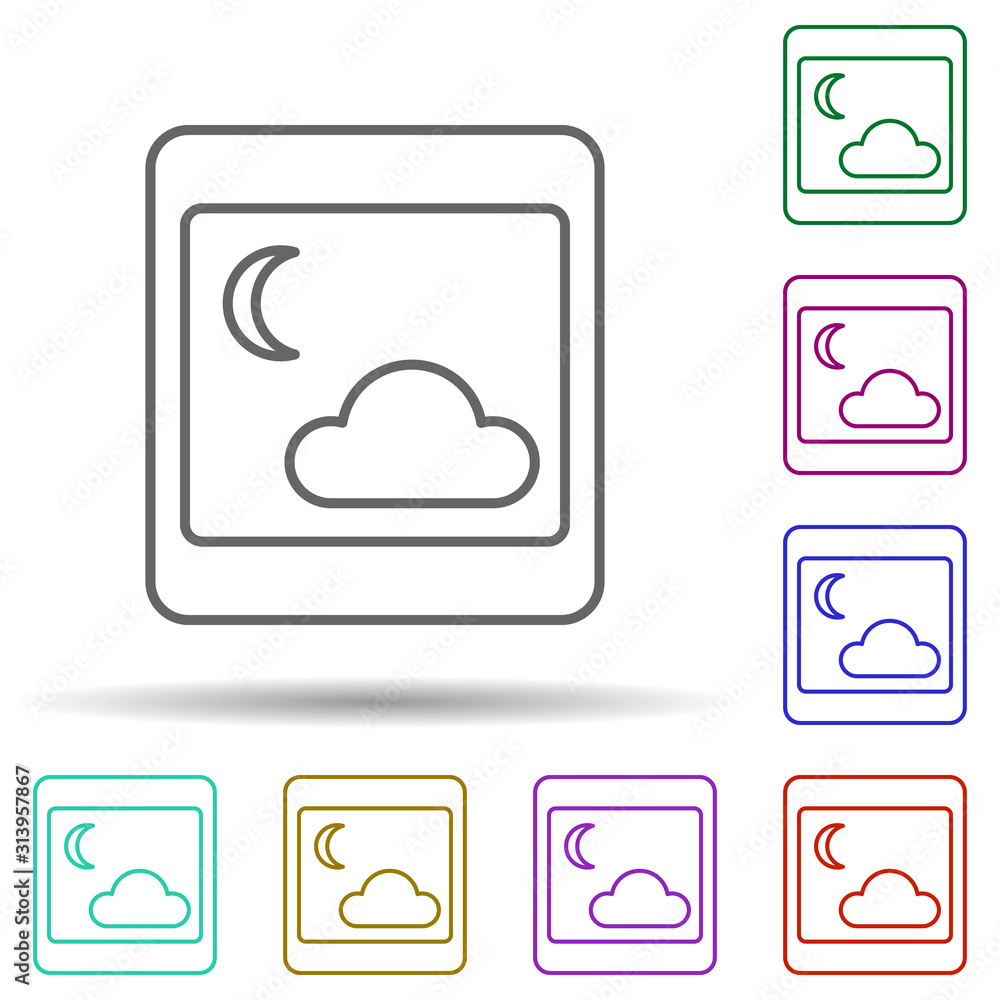 Picture multi color icon. Simple thin line, outline vector of web icons for ui and ux, website or mobile application Picture multi color icon. Simple thin line, outline vector of web icons for ui and ux, website or mobile application