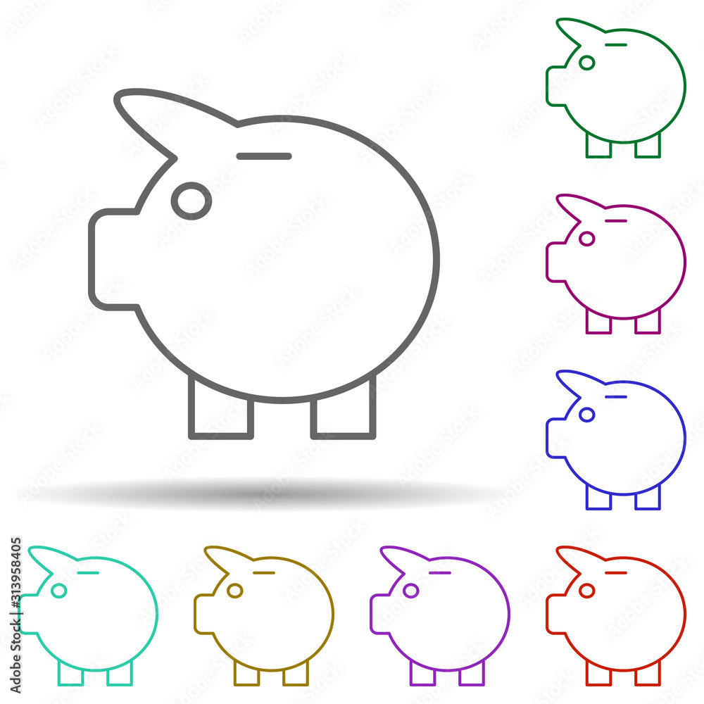 Coin collection multi color icon. Simple thin line, outline vector of web icons for ui and ux, website or mobile application Coin collection multi color icon. Simple thin line, outline vector of web icons for ui and ux, website or mobile application