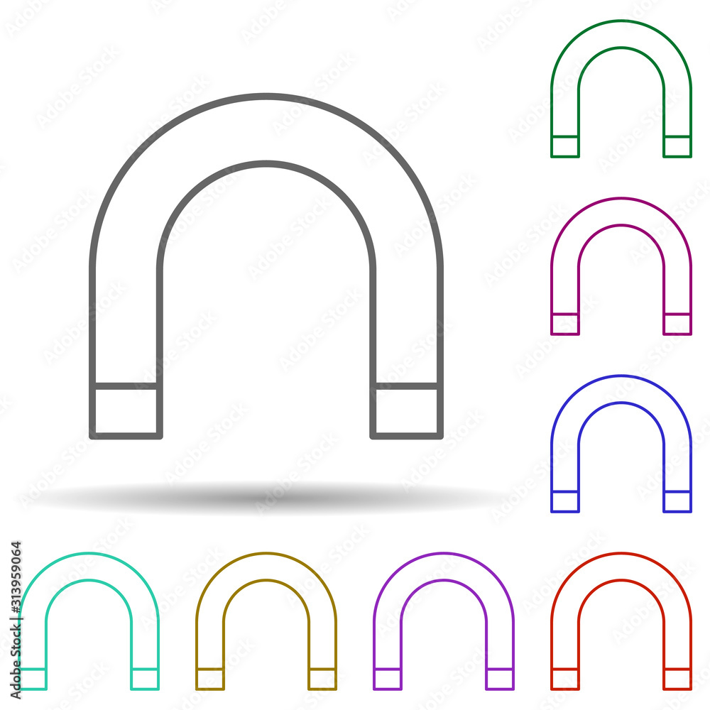 Magnet multi color icon. Simple thin line, outline vector of web icons for ui and ux, website or mobile application Magnet multi color icon. Simple thin line, outline vector of web icons for ui and ux, website or mobile application