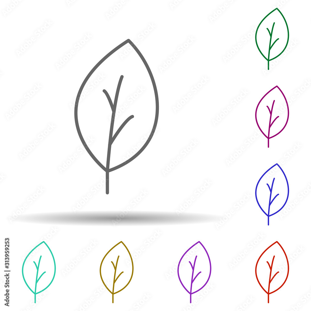 Leaf multi color icon. Simple thin line, outline vector of web icons for ui and ux, website or mobile application Leaf multi color icon. Simple thin line, outline vector of web icons for ui and ux, website or mobile application