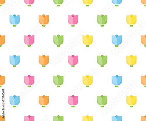 Fototapeta Naklejka Na Ścianę i Meble -  Colorful tulip seamless pattern for background, fabric, wrapping paper. stock vector template design. nature flat spring flower motif