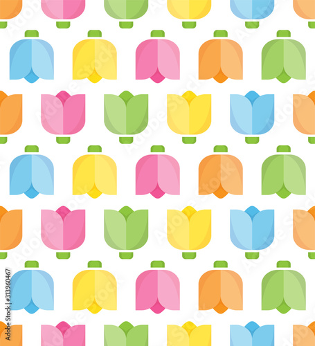 Colorful tulip seamless pattern for background  fabric  wrapping paper. stock vector template design. nature flat spring flower motif