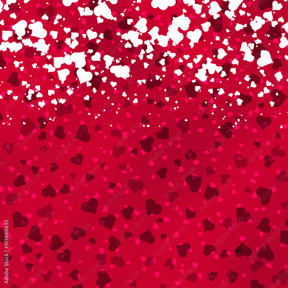 Valentine's Day red vector background with hearts