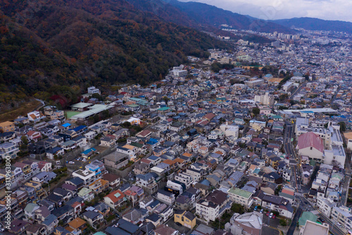 Base of Mt Rokko and suburbs of Kobe City, Japan