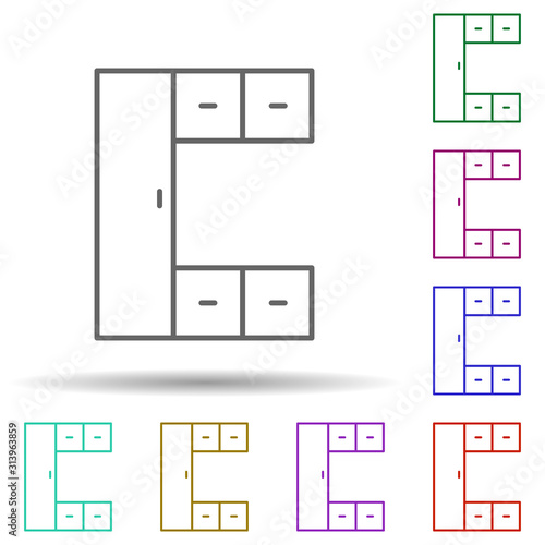 tv table multi color style icon. Simple thin line, outline vector of furniture icons for ui and ux, website or mobile application