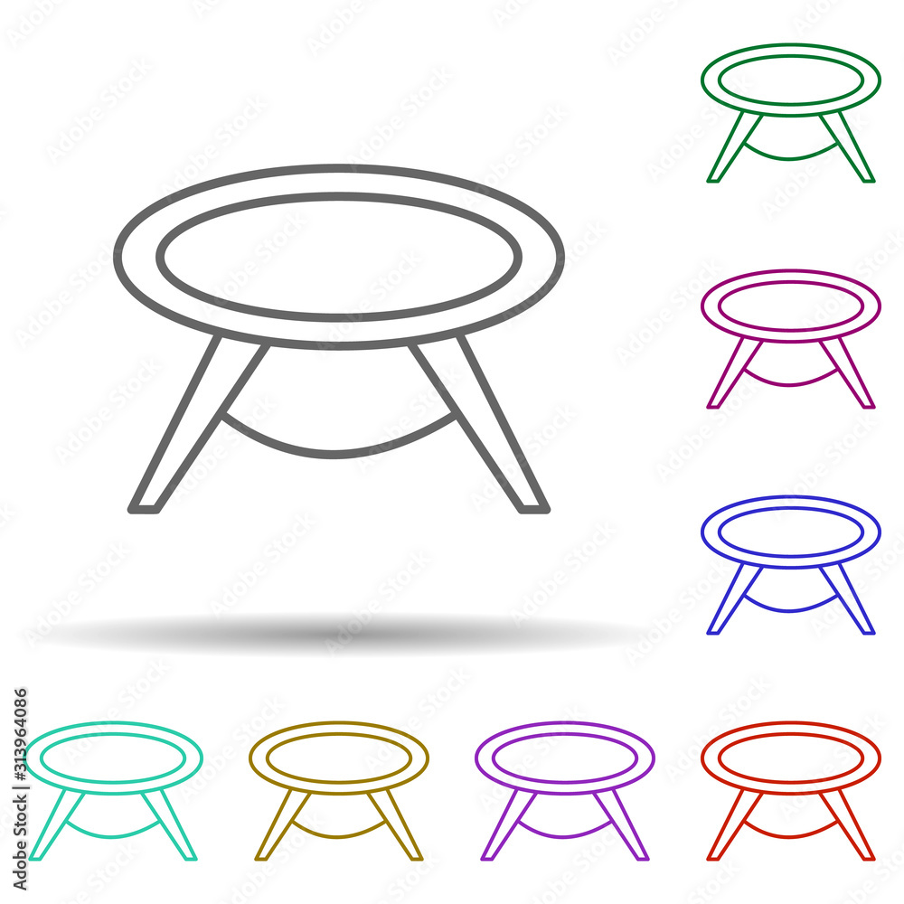 round table multi color style icon. Simple thin line, outline vector of furniture icons for ui and ux, website or mobile application round table multi color style icon. Simple thin line, outline vector of furniture icons for ui and ux, website or mobile application