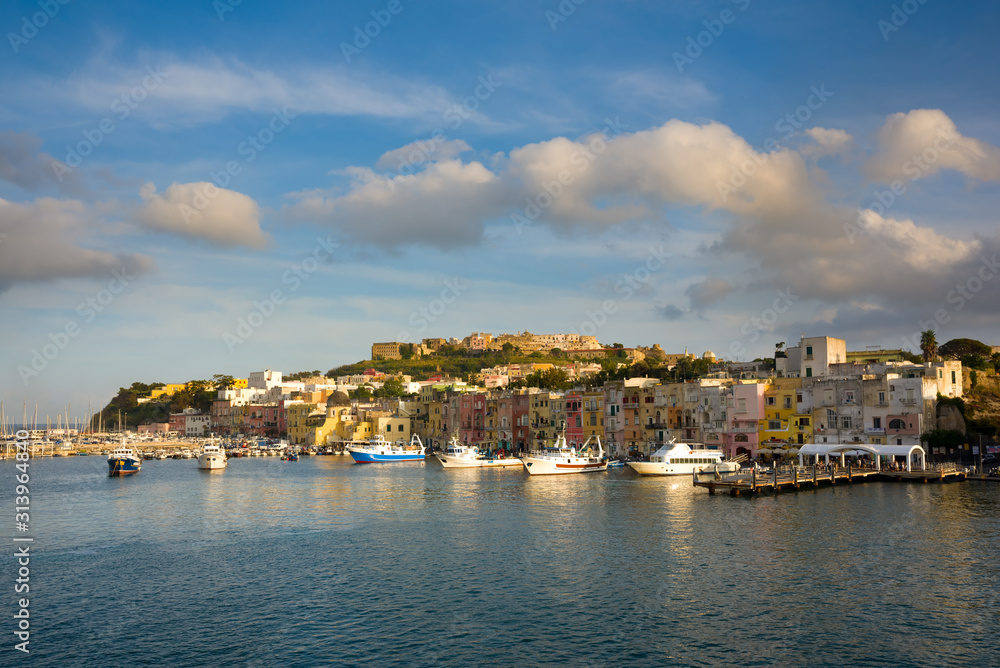 View of Procida town, Italy
