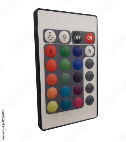 RGB LED  remote control isolated on white. photo